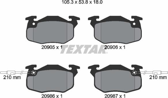 Textar 89001400 - Bremžu komplekts, Disku bremzes adetalas.lv