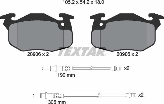 Textar 89001600 - Bremžu komplekts, Disku bremzes adetalas.lv