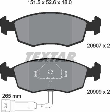 Textar 2090702 - Bremžu uzliku kompl., Disku bremzes adetalas.lv