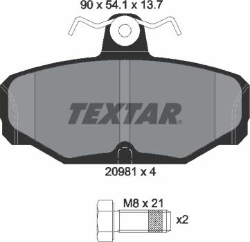 Textar 2098101 - Bremžu uzliku kompl., Disku bremzes adetalas.lv