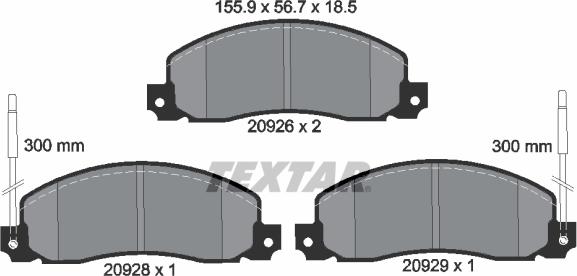 Textar 2092602 - Bremžu uzliku kompl., Disku bremzes adetalas.lv