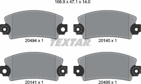 Textar 2049401 - Bremžu uzliku kompl., Disku bremzes adetalas.lv