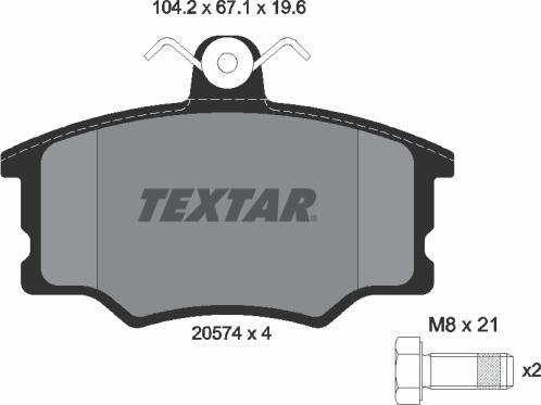 Textar 2057402 - Bremžu uzliku kompl., Disku bremzes adetalas.lv