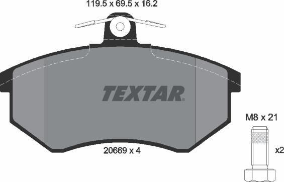 Textar 2066904 - Bremžu uzliku kompl., Disku bremzes adetalas.lv