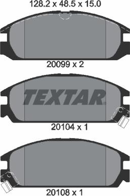 Textar 2009902 - Bremžu uzliku kompl., Disku bremzes adetalas.lv