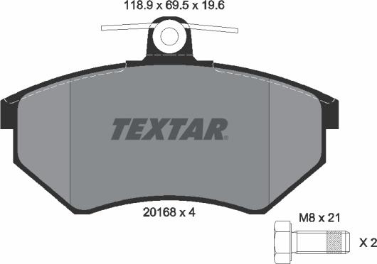 Textar 2016804 - Bremžu uzliku kompl., Disku bremzes adetalas.lv