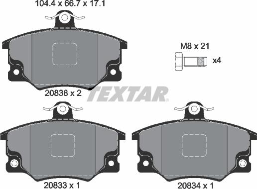 Textar 89009000 - Bremžu komplekts, Disku bremzes adetalas.lv