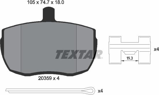 Textar 2035908 - Bremžu uzliku kompl., Disku bremzes adetalas.lv