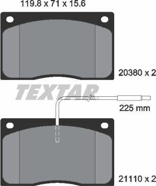 Textar 2038002 - Bremžu uzliku kompl., Disku bremzes adetalas.lv