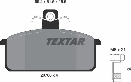 Textar 2070803 - Bremžu uzliku kompl., Disku bremzes adetalas.lv