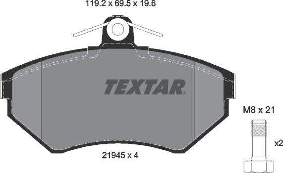 Textar 2194503 - Bremžu uzliku kompl., Disku bremzes adetalas.lv