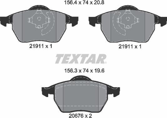 Textar 2191102 - Bremžu uzliku kompl., Disku bremzes adetalas.lv