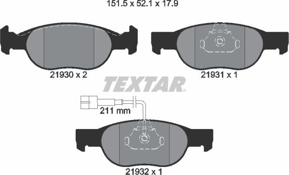 Textar 89004200 - Bremžu komplekts, Disku bremzes adetalas.lv