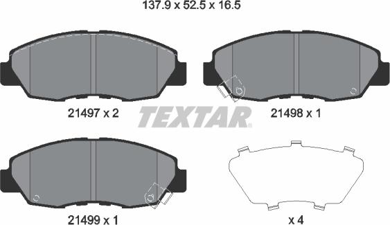 Textar 2149704 - Bremžu uzliku kompl., Disku bremzes adetalas.lv