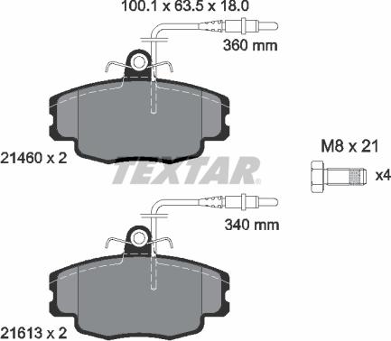 Textar 2146002 - Bremžu uzliku kompl., Disku bremzes adetalas.lv