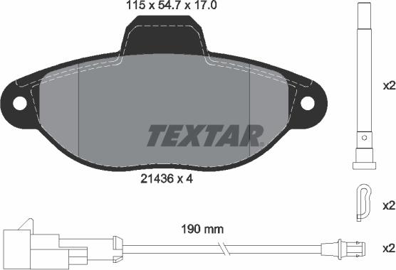 Textar 2143609 - Bremžu uzliku kompl., Disku bremzes adetalas.lv