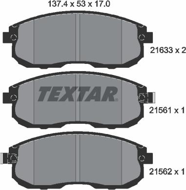 Textar 2156101 - Bremžu uzliku kompl., Disku bremzes adetalas.lv