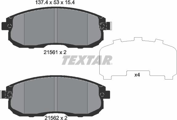 Textar 2156203 - Bremžu uzliku kompl., Disku bremzes adetalas.lv