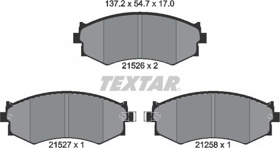 Textar 2152601 - Bremžu uzliku kompl., Disku bremzes adetalas.lv