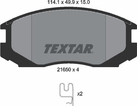 Textar 2165001 - Bremžu uzliku kompl., Disku bremzes adetalas.lv