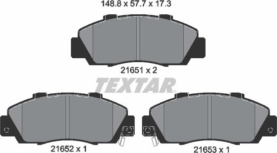 Textar 2165101 - Bremžu uzliku kompl., Disku bremzes adetalas.lv