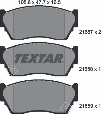 Textar 2165701 - Bremžu uzliku kompl., Disku bremzes adetalas.lv