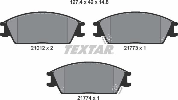 Textar 2101202 - Bremžu uzliku kompl., Disku bremzes adetalas.lv