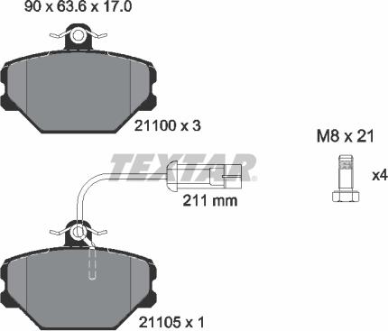 Textar 2110005 - Bremžu uzliku kompl., Disku bremzes adetalas.lv