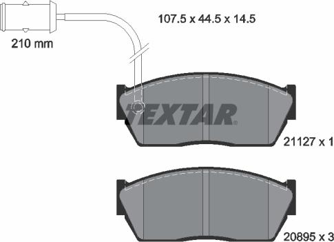 Textar 2112701 - Bremžu uzliku kompl., Disku bremzes adetalas.lv