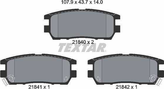 Textar 2184002 - Bremžu uzliku kompl., Disku bremzes adetalas.lv