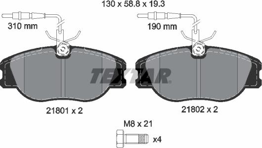 Textar 2180101 - Bremžu uzliku kompl., Disku bremzes adetalas.lv