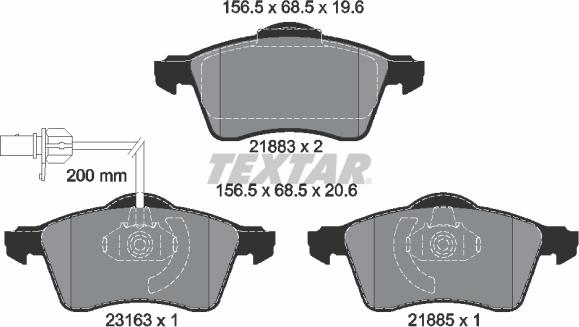 Textar 2188501 - Bremžu uzliku kompl., Disku bremzes adetalas.lv