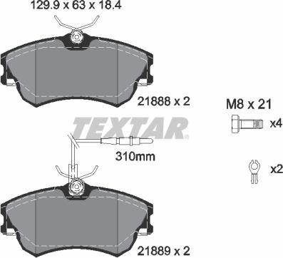 Textar 2188801 - Bremžu uzliku kompl., Disku bremzes adetalas.lv