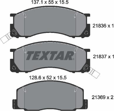 Textar 2183601 - Bremžu uzliku kompl., Disku bremzes adetalas.lv