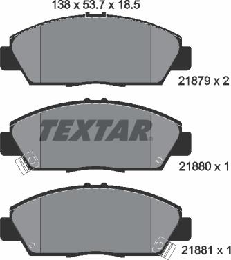 Textar 2187901 - Bremžu uzliku kompl., Disku bremzes adetalas.lv