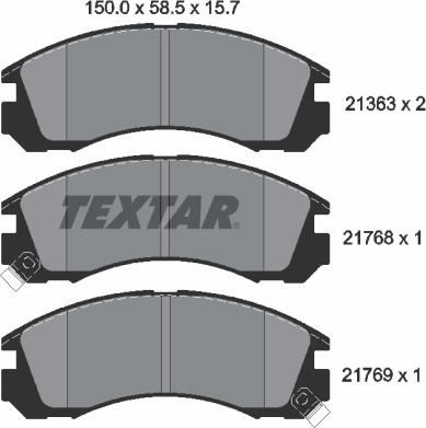 Textar 2136301 - Bremžu uzliku kompl., Disku bremzes adetalas.lv