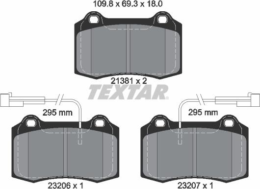 Textar 2138103 - Bremžu uzliku kompl., Disku bremzes adetalas.lv