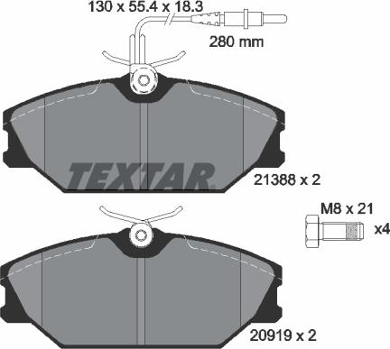 Textar 89010500 - Bremžu komplekts, Disku bremzes adetalas.lv