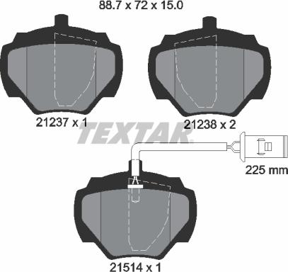 Textar 2123701 - Bremžu uzliku kompl., Disku bremzes adetalas.lv