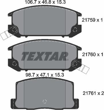 Textar 2175901 - Bremžu uzliku kompl., Disku bremzes adetalas.lv