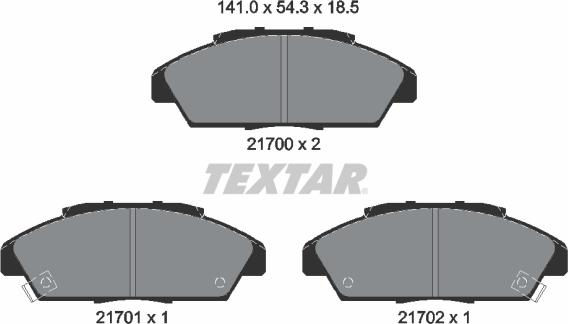 Textar 2170001 - Bremžu uzliku kompl., Disku bremzes adetalas.lv