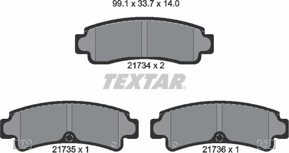 Textar 2173401 - Bremžu uzliku kompl., Disku bremzes adetalas.lv