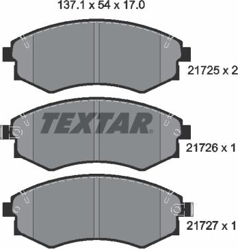 Textar 2172501 - Bremžu uzliku kompl., Disku bremzes adetalas.lv