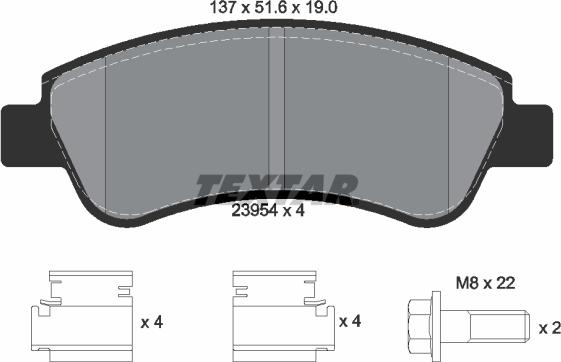 Textar 89008400 - Bremžu komplekts, Disku bremzes adetalas.lv