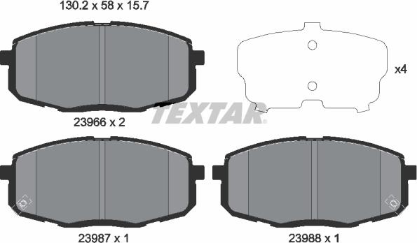 Textar 2396601 - Bremžu uzliku kompl., Disku bremzes adetalas.lv