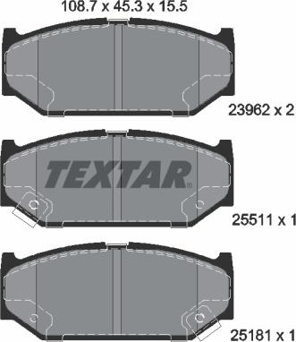 Textar 2396201 - Bremžu uzliku kompl., Disku bremzes adetalas.lv