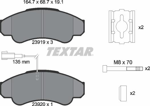 Textar 2391901 - Bremžu uzliku kompl., Disku bremzes adetalas.lv