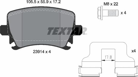 Textar 2391401 - Bremžu uzliku kompl., Disku bremzes adetalas.lv