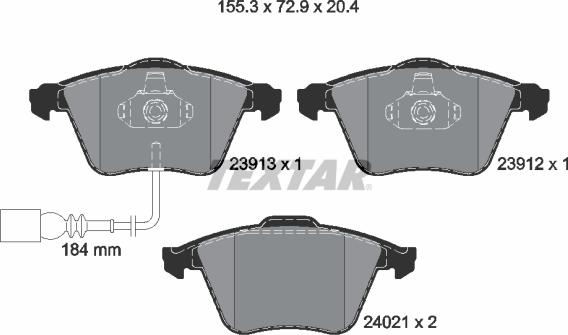 Textar 2391301 - Bremžu uzliku kompl., Disku bremzes adetalas.lv