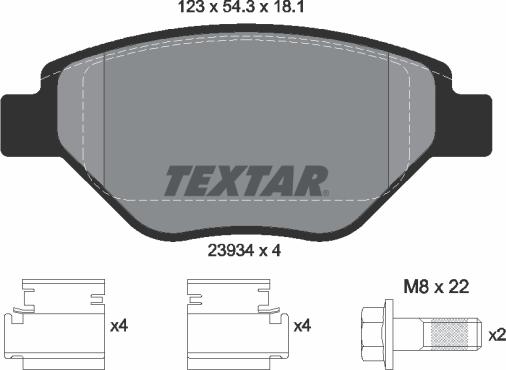 Textar 2393401 - Bremžu uzliku kompl., Disku bremzes adetalas.lv